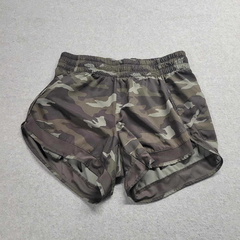 Athleta‎ Printed Mesh Racer Run Short 4 Camo Green XS Running Workout Shorts